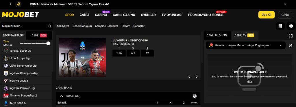 mojobet spor bahisleri